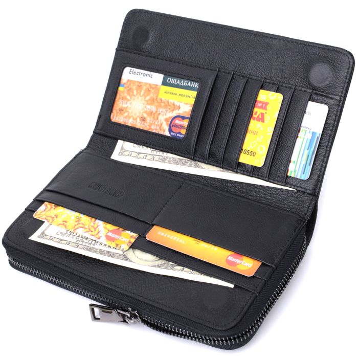 Чоловічий клатч із блоком для карт з натуральної шкіри ST Leather 22694 чорний