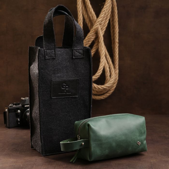 Шкіряна косметичка унісекс Grande Pelle 11572 зелений