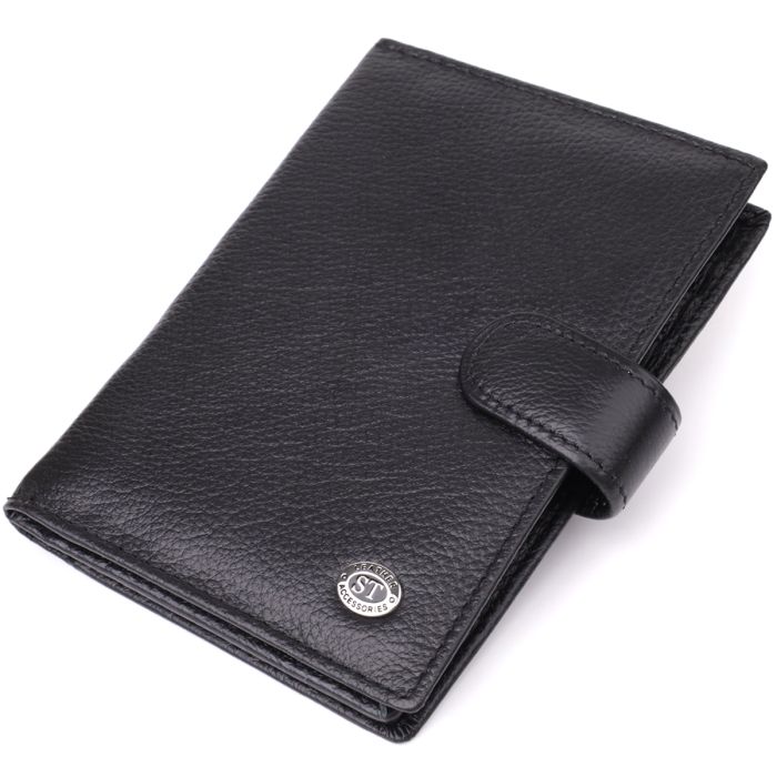 Містка обкладинка на документи унісекс з натуральної шкіри ST Leather 23116 чорна