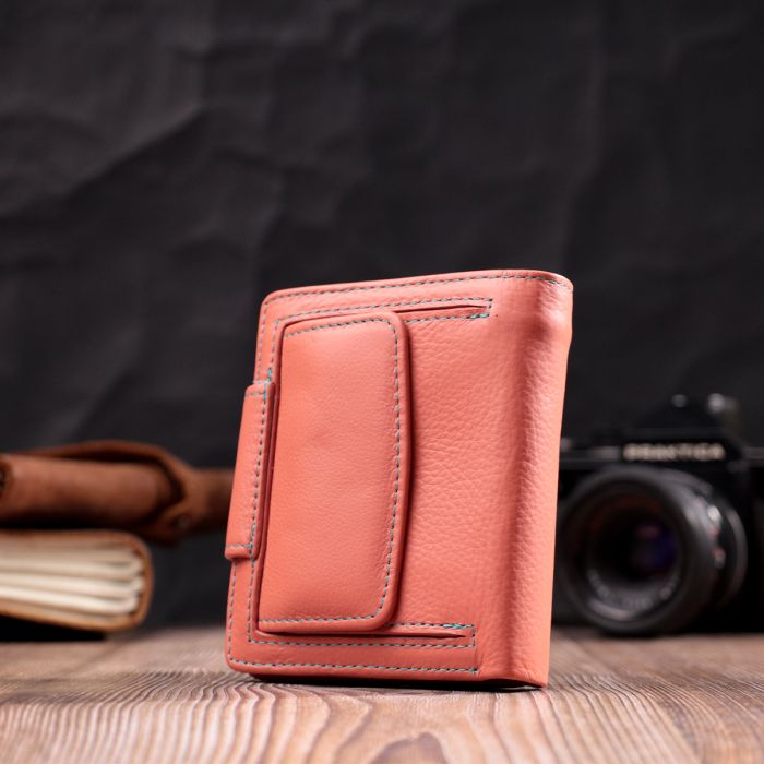 Стильный кожаный кошелек с монетницей снаружи ST Leather 19458 оранжевый
