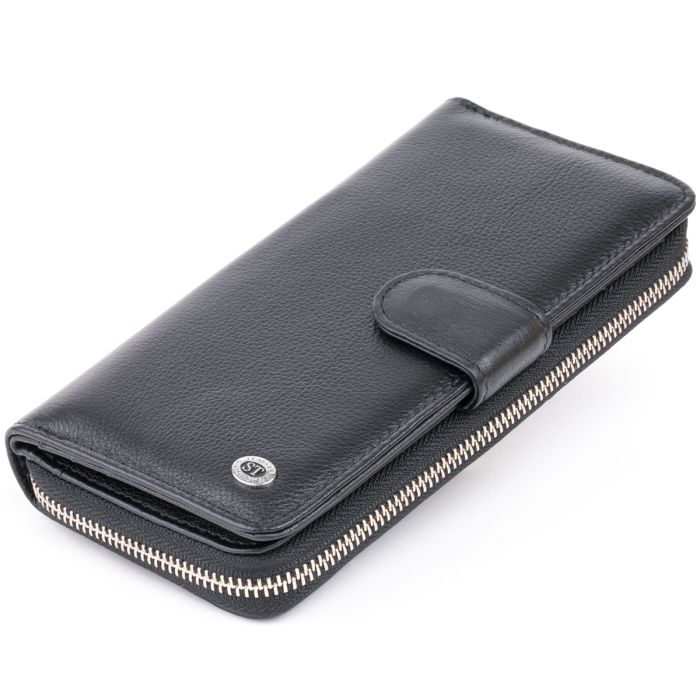 Вертикальний місткий гаманець зі шкіри унісекс ST Leather 19300 чорний