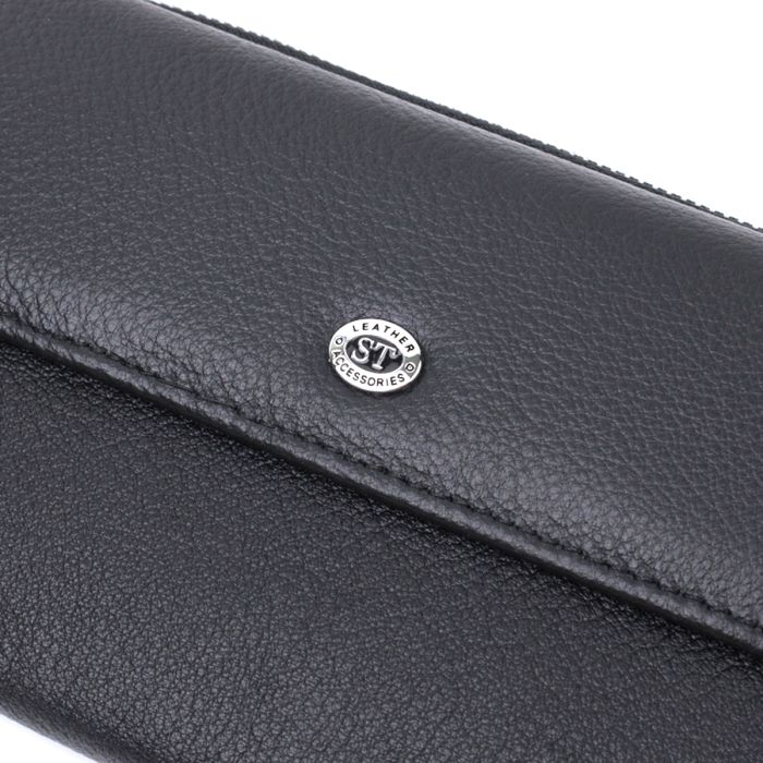 Жіноче портмоне з блоком для карт з натуральної шкіри ST Leather 22698 чорне