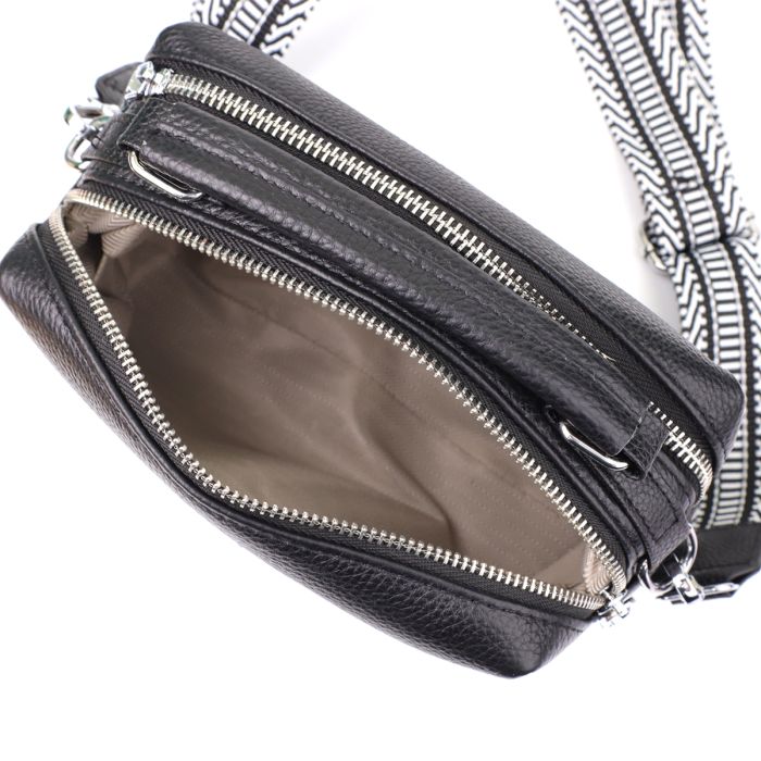 Жіноча сумка на два відділення з натуральної шкіри Vintage 22919 чорна