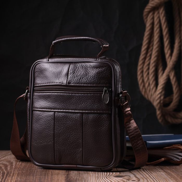 Невелика сумка на плече з натуральної шкіри Vintage s_15055 коричнева
