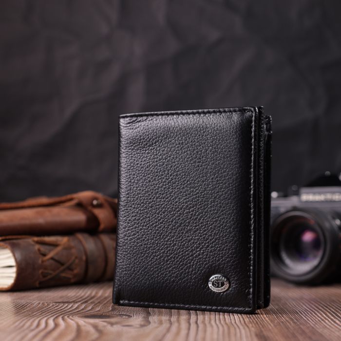 Кошелек вертикального формата из натуральной кожи ST Leather 22474 черный