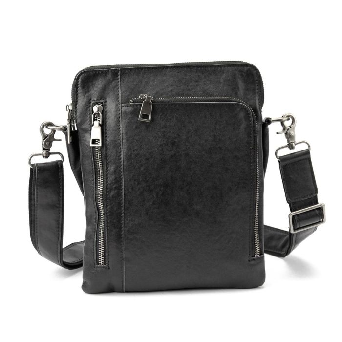 Мессенджер классический черный в гладкой коже Tiding Bag 8009A черный