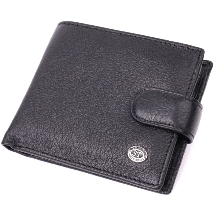 Мужской кошелек среднего размера из натуральной кожи ST Leather 22484 черный