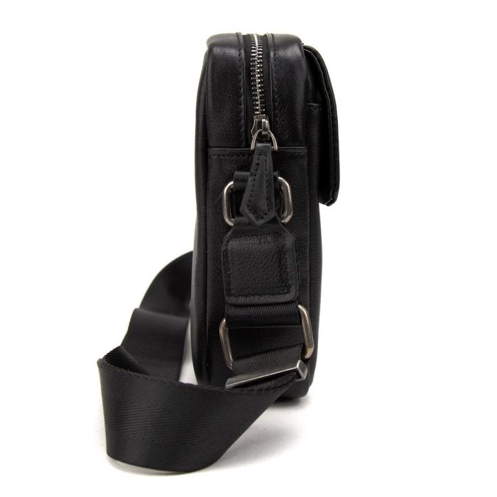 Чоловіча міні-сумка через плече шкіряна Tiding Bag 8019A чорна