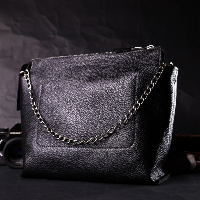 Качественная женская сумка из натуральной кожи Grande Pelle 11655 черная