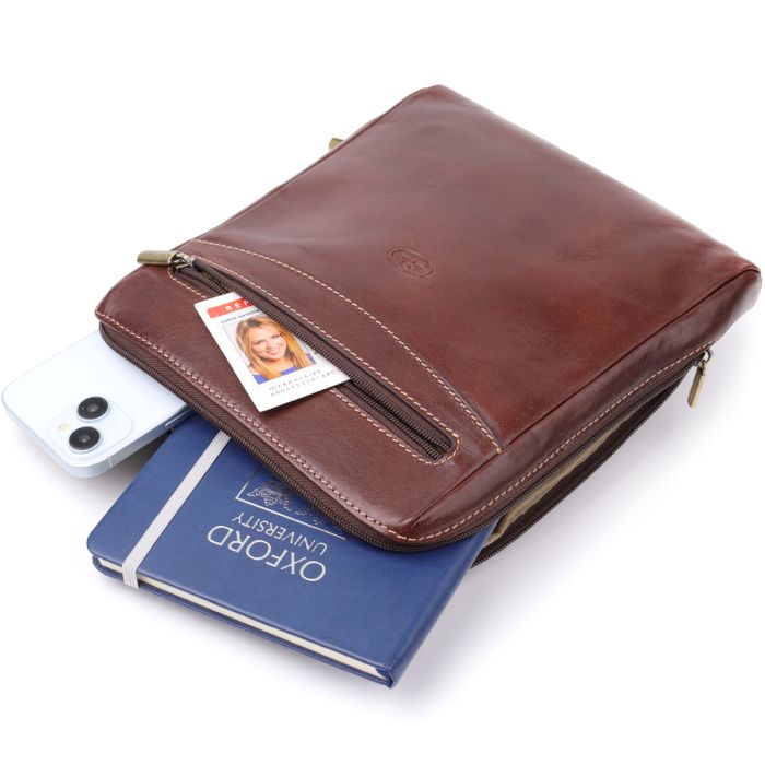 Стильна чоловіча сумка через плече з гладкої натуральної шкіри Tony Perotti 20854_1 (9137-20 moro) коричнева