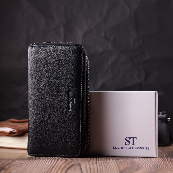 Мужской клатч на два отделения из натуральной кожи ST Leather 22531 черный