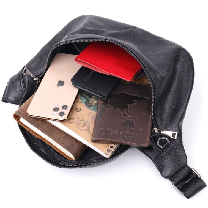 Сумка через плечо Vintage 20831 кожаная черная.