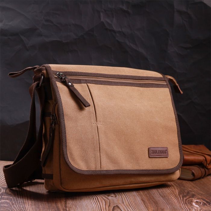 Містка текстильна сумка для ноутбука 13" через плече Vintage 22201коричнева