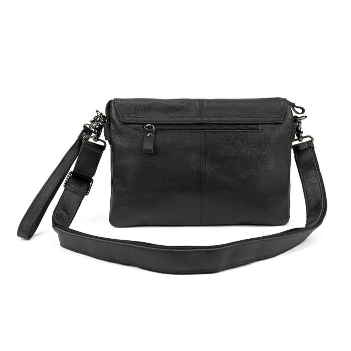 Кожаная сумка через плечо горизонтальная тонкая Tiding Bag 82298A черная