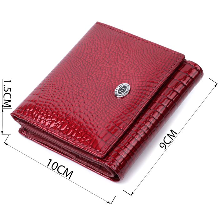 Компактный кошелек для женщин из натуральной кожи лакированной ST Leather 22687 красный