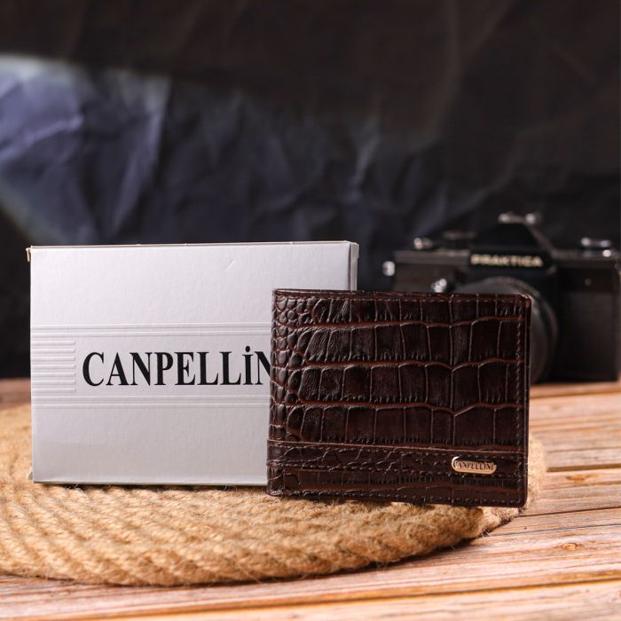 Затискач із натуральної фактурної шкіри Canpellini 21519 коричневий