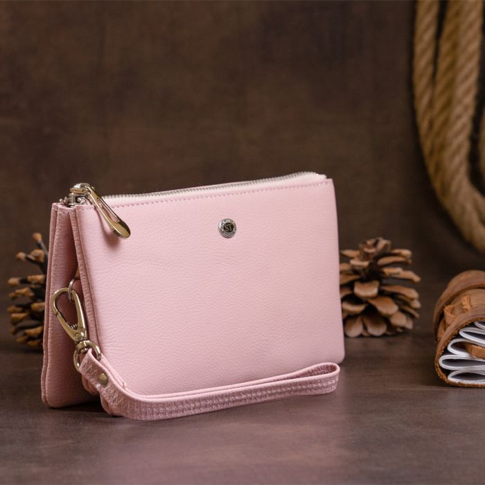 Вместительный клатч на два отделения женский ST Leather 19250 розовый