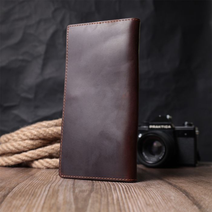 Вертикальный кошелек унисекс из натуральной кожи Vintage s_15083 коричневый