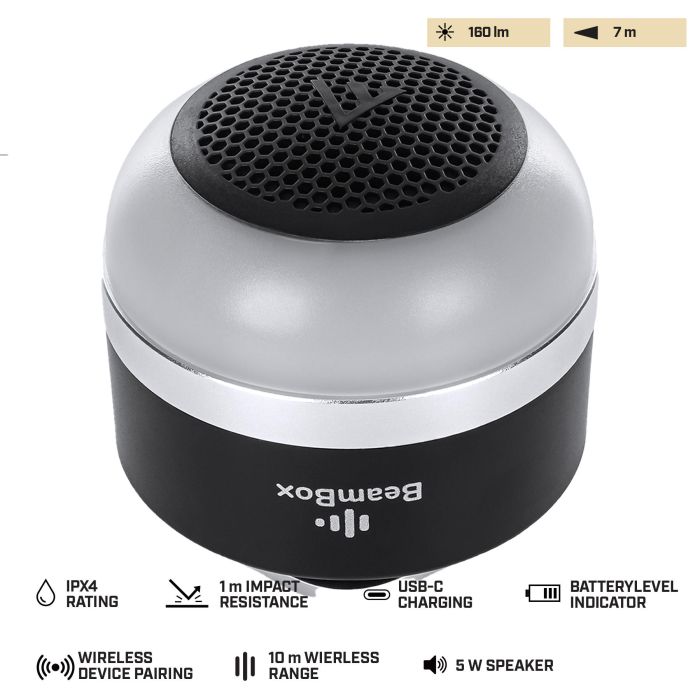 Ліхтар кемпінговий з колонкою Mactronic BeamBox (160 Lm) Bluetooth Speaker USB-C (ACL0041)