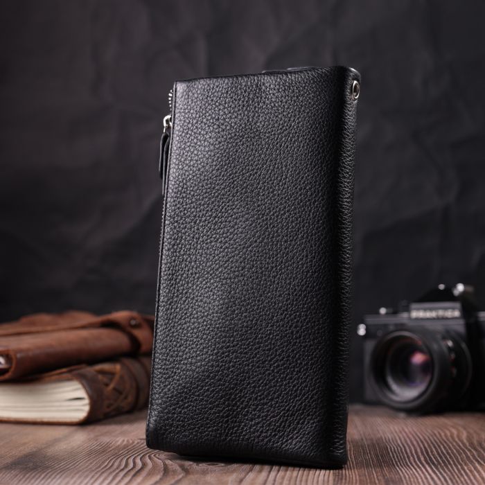 Женский кошелек-клатч с двумя молниями из натуральной кожи ST Leather 22527 черный