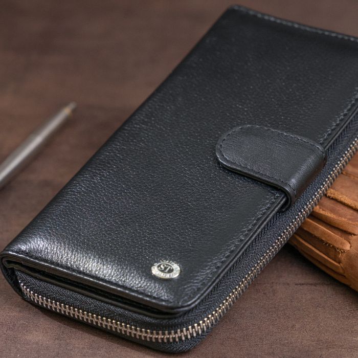 Вертикальний місткий гаманець зі шкіри унісекс ST Leather 19300 чорний