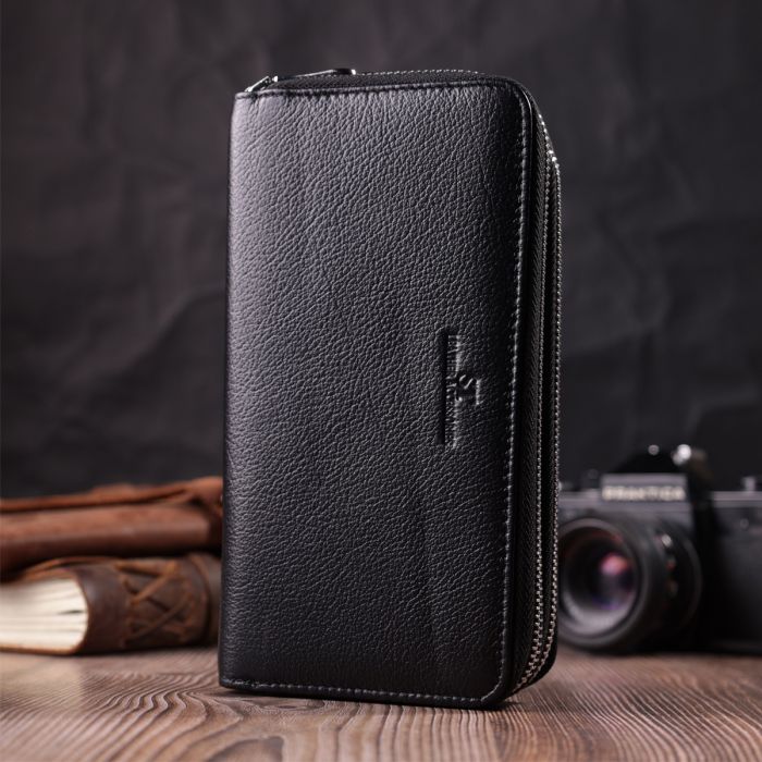 Чоловічий клатч на два відділення з натуральної шкіри ST Leather 22531 чорний