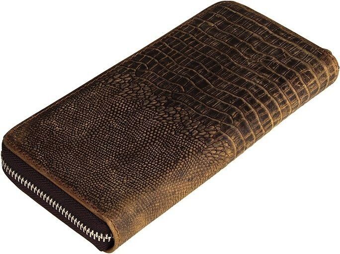 Чоловічий клатч 14462 шкіра під крокодила Vintage коричневий