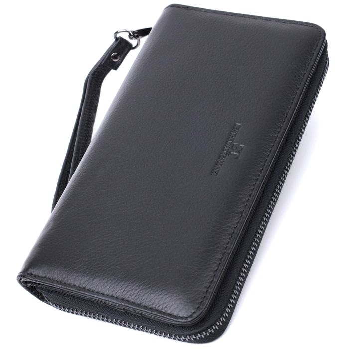 Чоловічий клатч із блоком для карт з натуральної шкіри ST Leather 22694 чорний