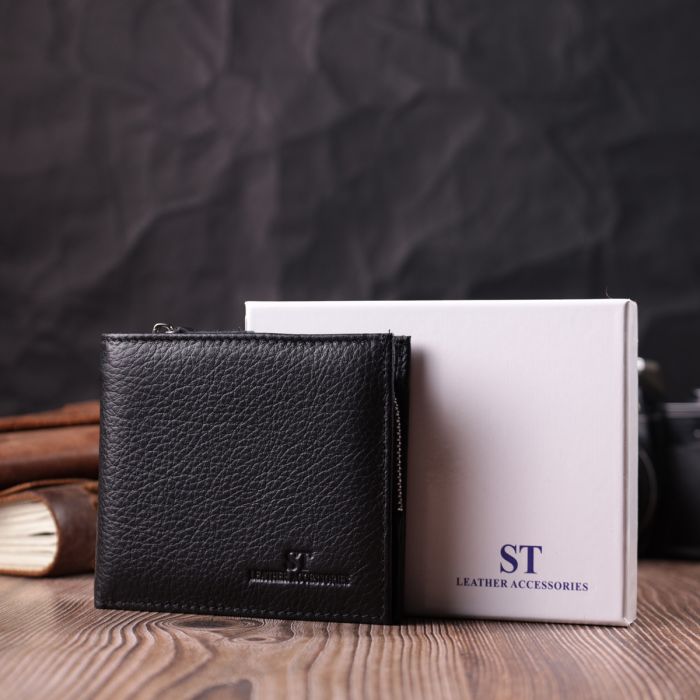Гаманець середнього розміру з оригінальною монетницею ST Leather 22458 чорний