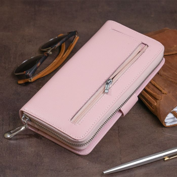 Вертикальный вместительный кошелек из кожи женский ST Leather 19303 розовый