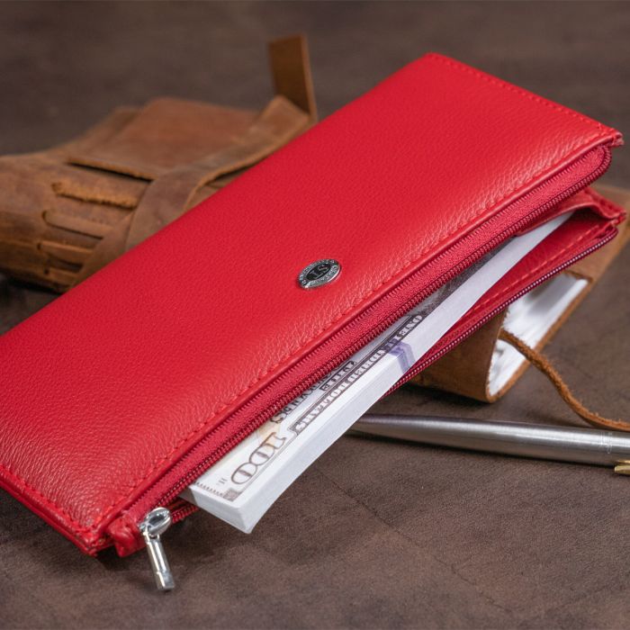 Горизонтальний тонкий гаманець зі шкіри ST Leather 19330 червоний