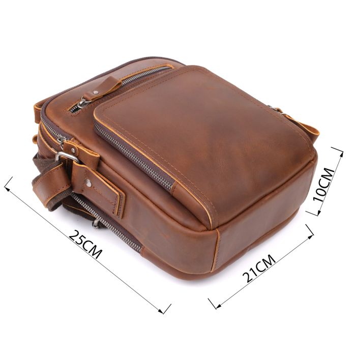 Мужская деловая сумка с ручкой для переноски в руке из натуральной кожи Vintage 23033 коричневая