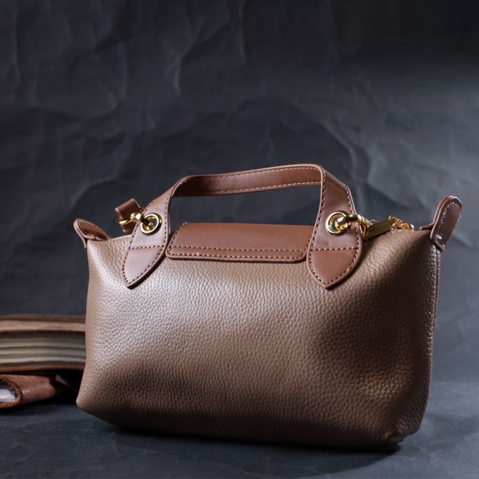 Идеальная женская сумка с интересным клапаном из натуральной кожи Vintage 22251 бежевая.