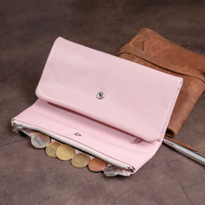 Клатч конверт з кишенею для мобільного жіночий шкіряний ST Leather 19271 рожевий