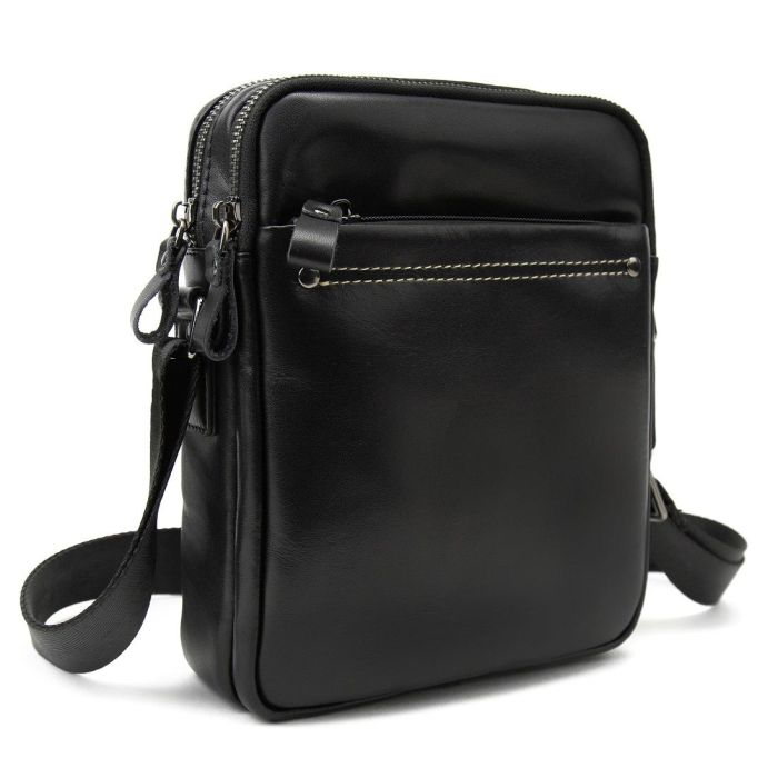 Месенджер кожаный чорний Tiding Bag 8713A