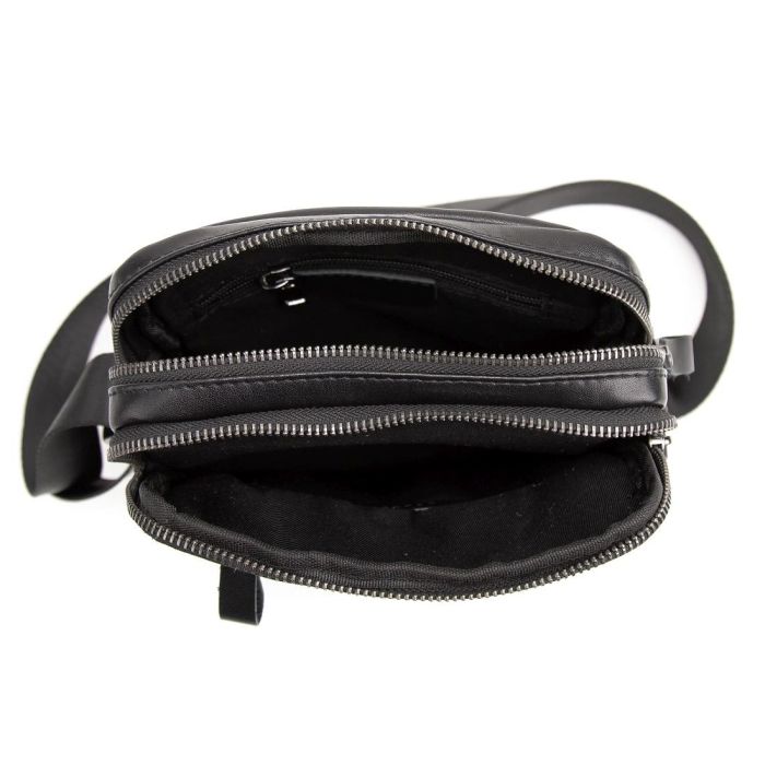 Мессенджер кожаный черный Tiding Bag 8713A