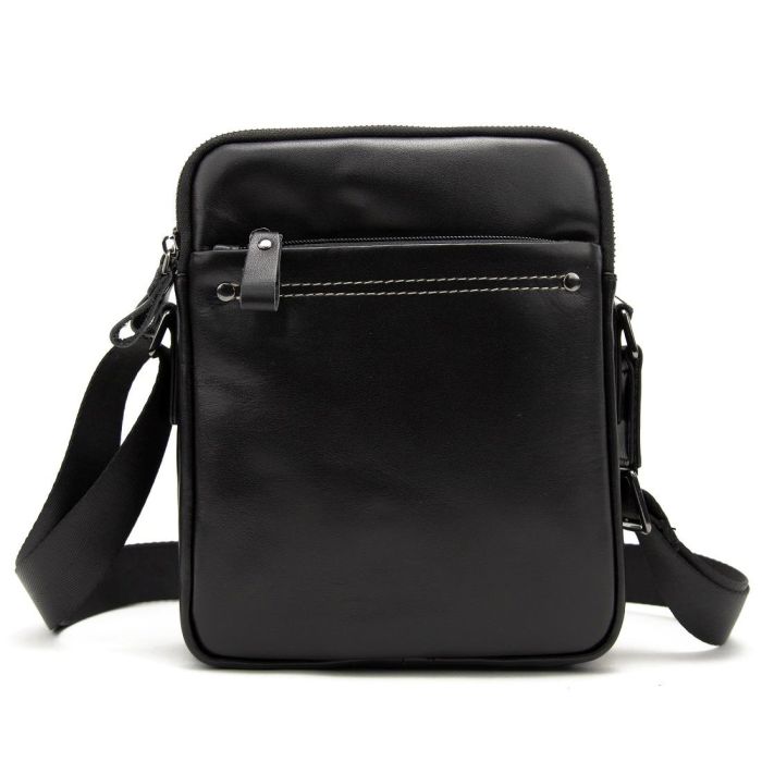Мессенджер кожаный черный Tiding Bag 8713A
