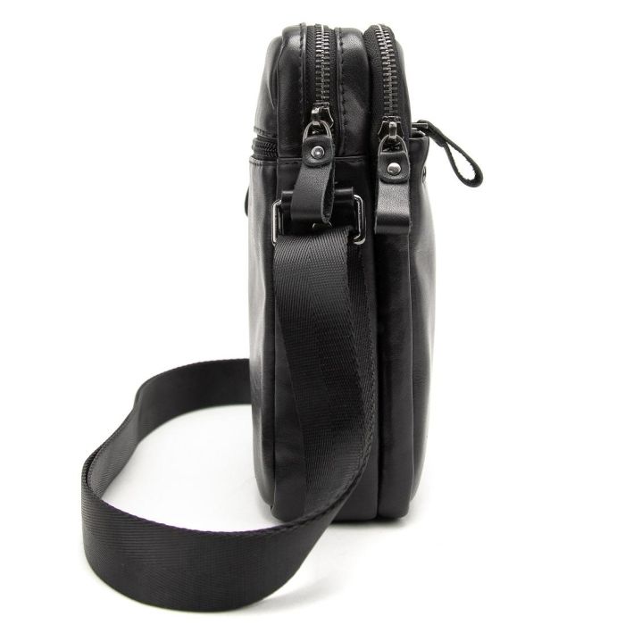 Мессенджер кожаный черный Tiding Bag 8713A