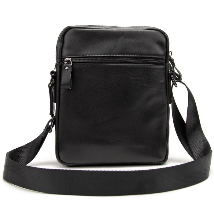 Мессенджер кожаный черный Tiding Bag 8713A