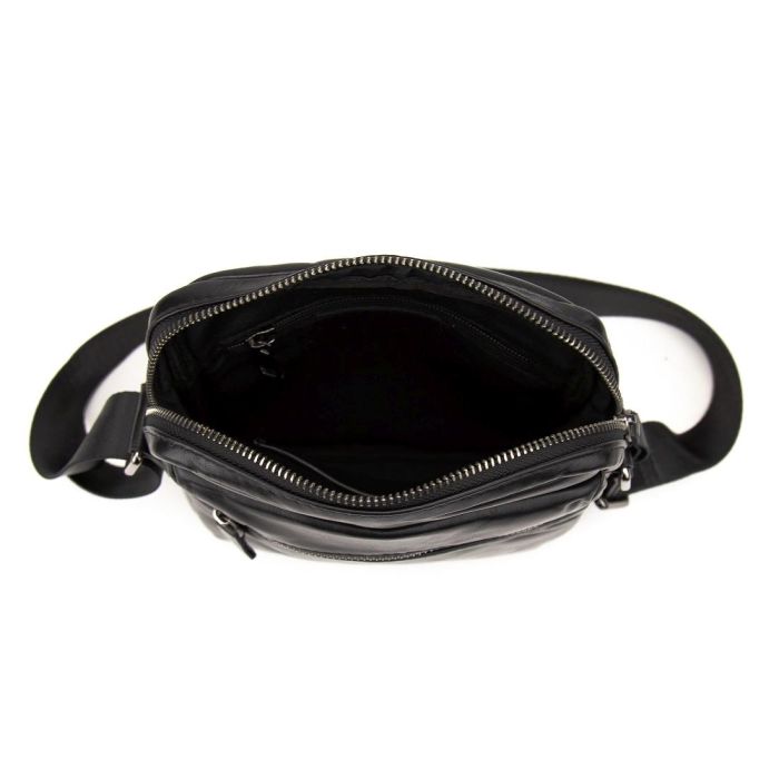 Месенджер класичний в гладкій шкірі чорний Tiding Bag 8717A
