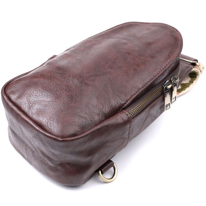 Зручна сумка через плече в модному кольорі з екошкіри Vintage 22794 коричнева