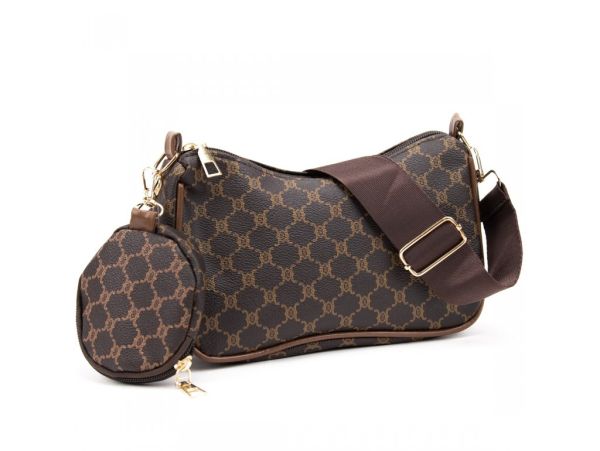 Сумочка через плече із еко-шкіри Lilly P4-7015DB темно коричнева