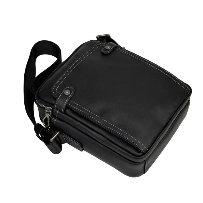 Сумка через плечо мужская кожаная Tiding Bag 8911A черная