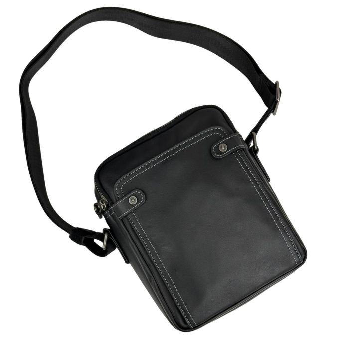 Сумка через плечо мужская кожаная Tiding Bag 8911A черная