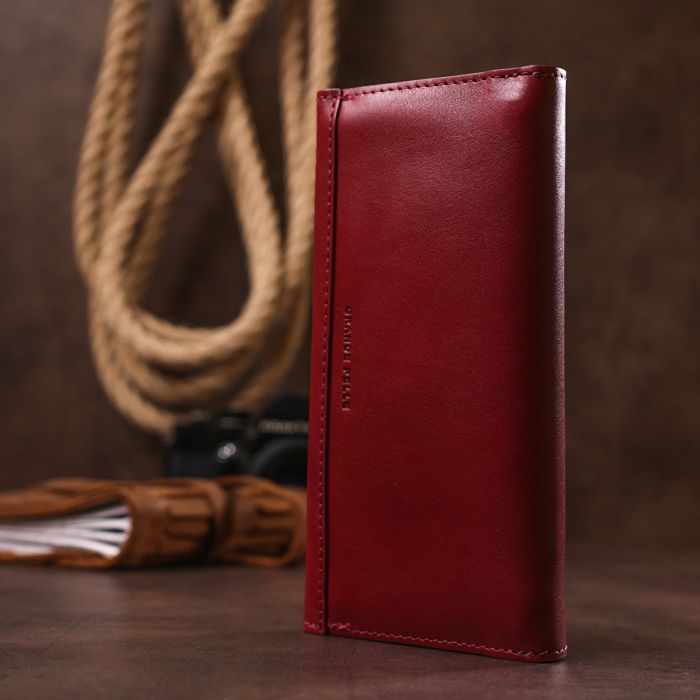 Великолепный кожаный женский кошелек Grande Pelle 11576 бордовый