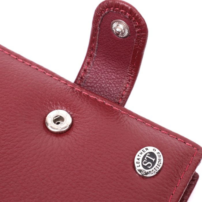 Практична візитниця з натуральної шкіри ST Leather 22468 бордова