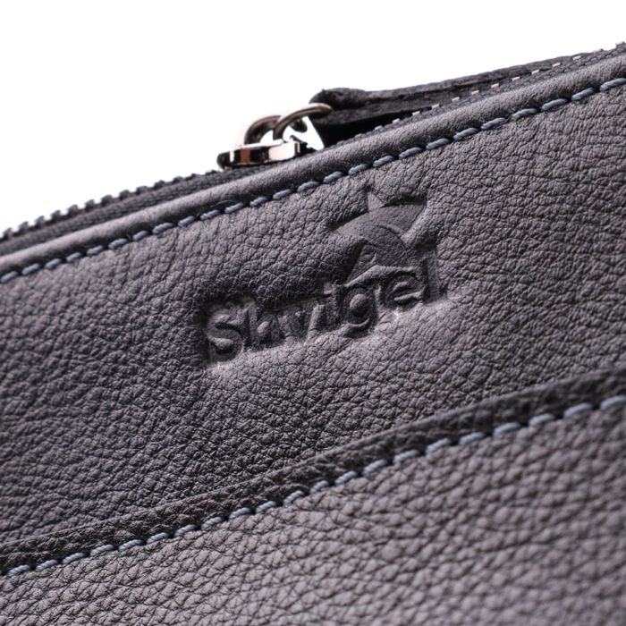 Стильна чоловіча сумка через плече з дрібнозернистої шкіри Shvigel 20869_1 чорна