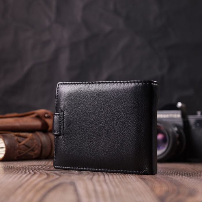 Гаманець для чоловіків зручного розміру з натуральної шкіри ST Leather 22463 чорний