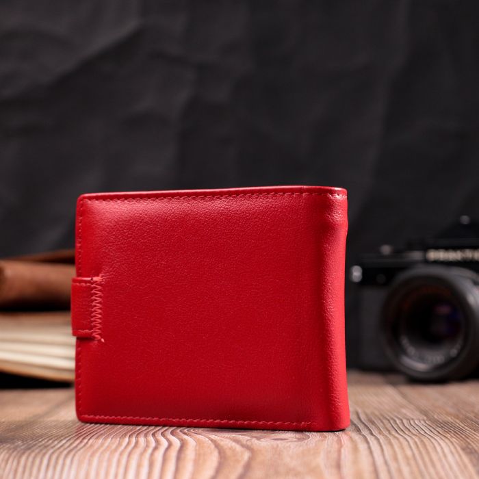Яскраве жіноче портмоне з блоком для карт з натуральної шкіри ST Leather 19471 червоне