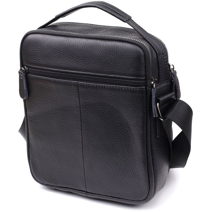 Вертикальна чоловіча сумка з натуральної шкіри Vintage 22967 чорна